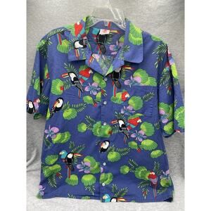 Scorpio Collection Men's Short Sleeve Hawaiian Shirt Toucans & Palm Trees Sz L